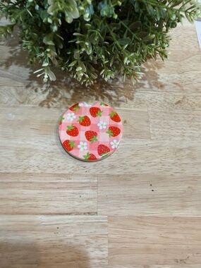Ceramic strawberry floral car coaster